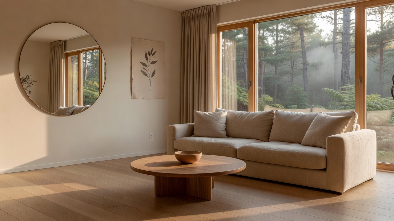 Woonkamer in Japandi stijl